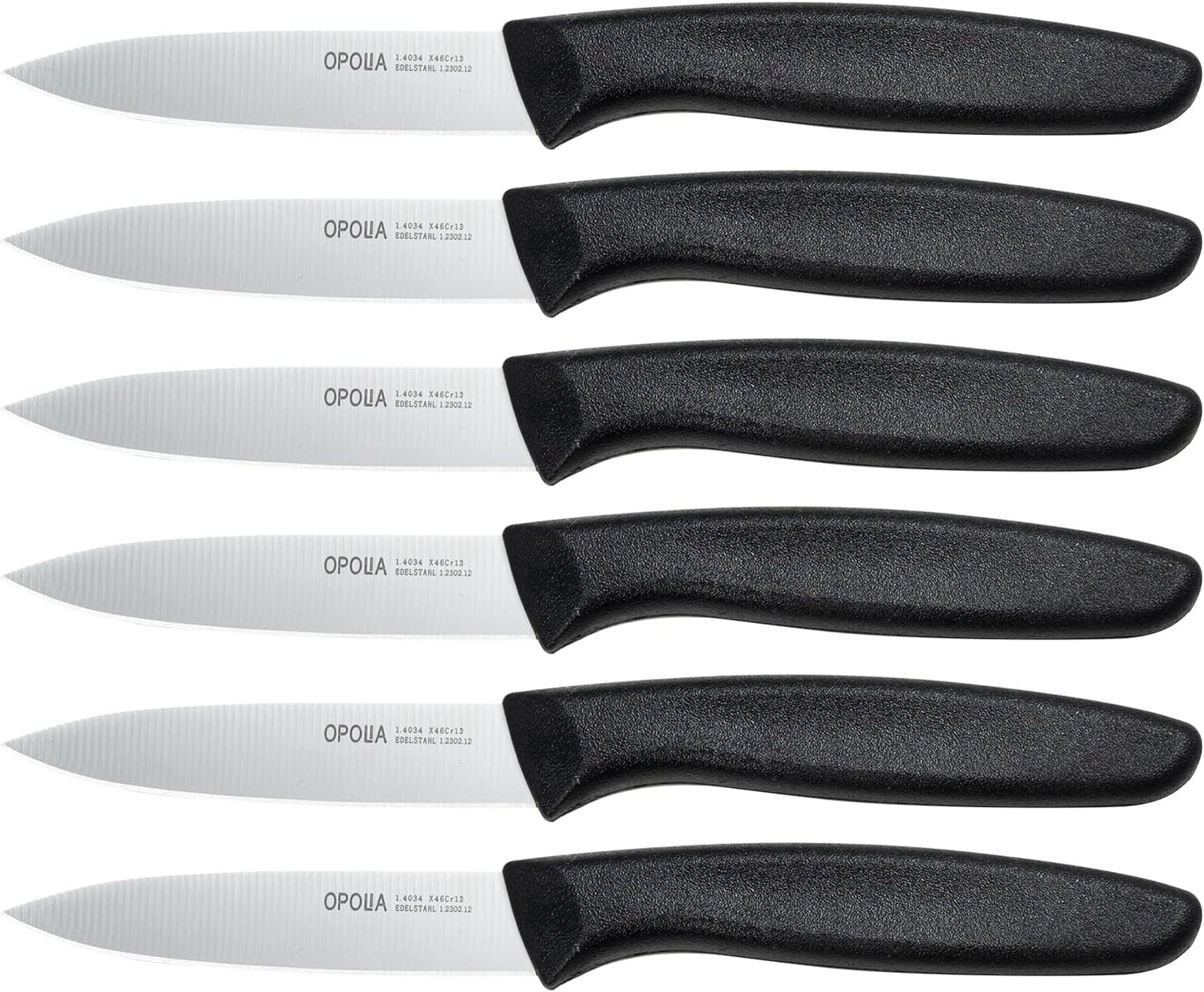 Fruit Knife Set of 6,Straight Edge,Stainless Steel,PP Handle,Black