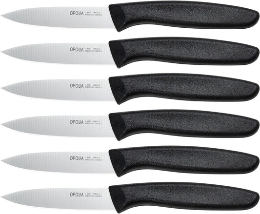 Fruit Knife Set of 6,Straight Edge,Stainless Steel,PP Handle,Black