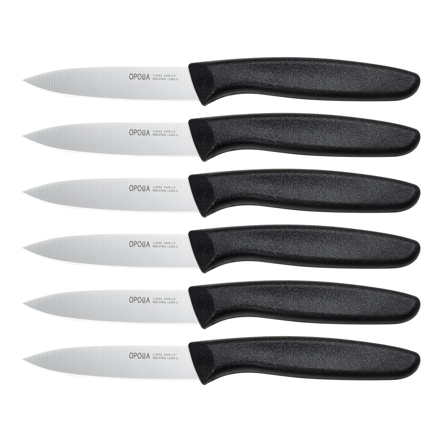 Fruit Knife Set of 6,Straight Edge,Stainless Steel,PP Handle,Black