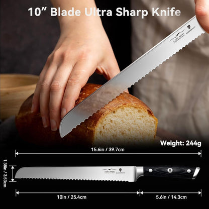10-Inch Serrated Bread & Sourdough Knife with Wood Handle