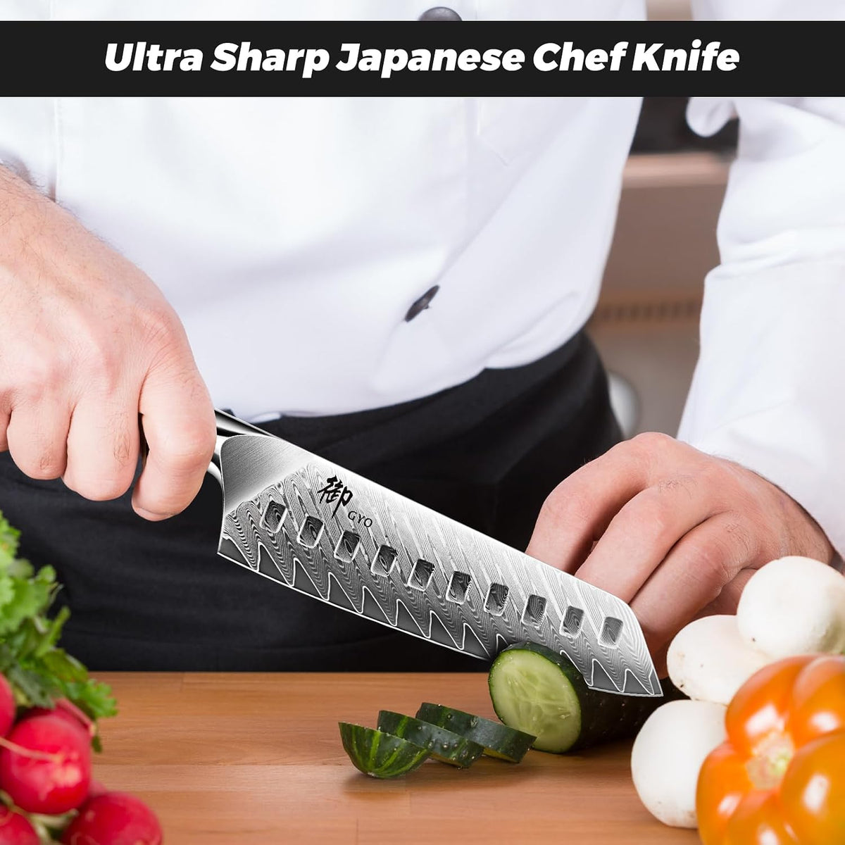 SHAN ZU Damascus Chef Knife Santoku Knife 7 Inch