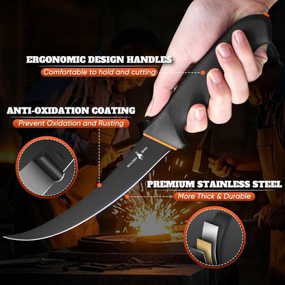 Golden Bird 6 Inch Curved Boning Knife for Meat Cutting with Non‑Slip Grip