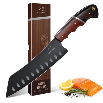 DRGSKL Kitchen Knife Set with Bag - 6 PCS Chef Knife Set with Wooden Handle