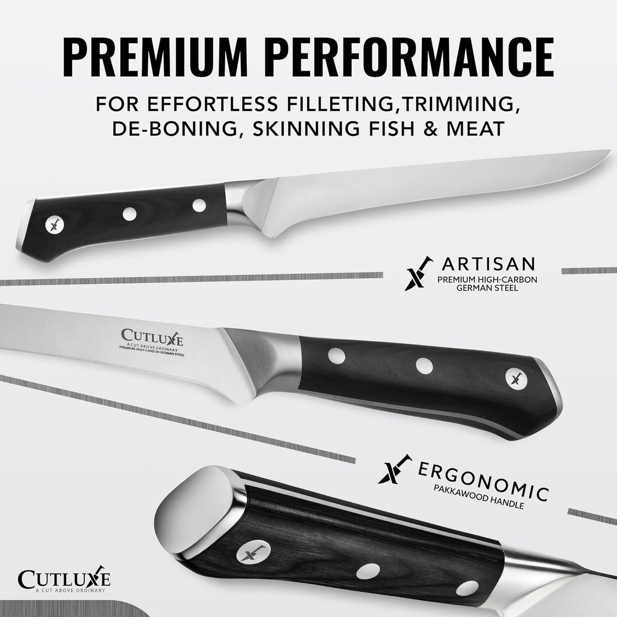 Cutluxe Boning Knife, 6" Razor Sharp Fillet Knife for Meat Cutting