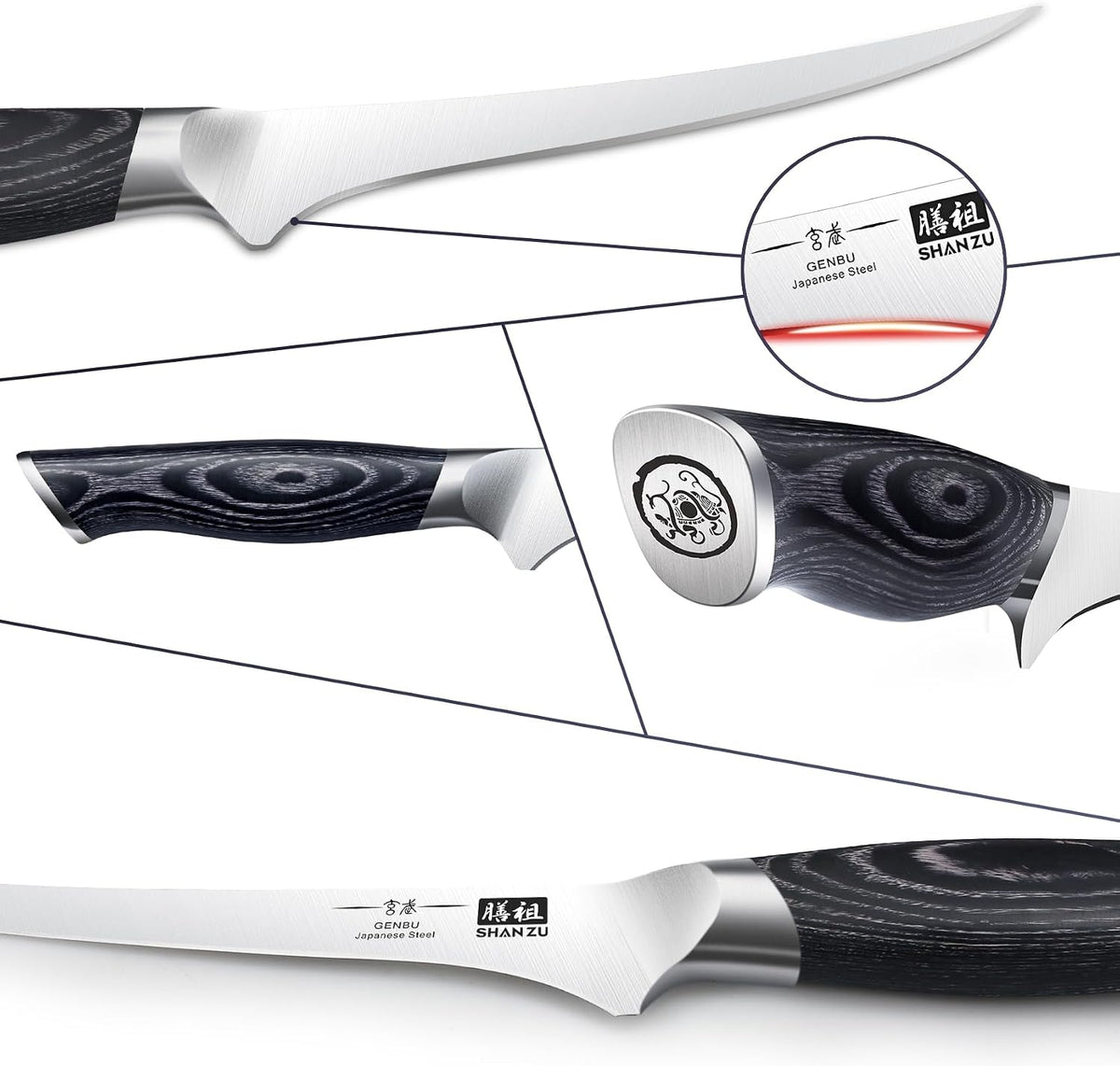 SHAN ZU 7 Inch Fillet Knife, Japanese Super Steel Boning Knife