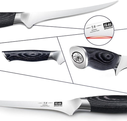 SHAN ZU 7 Inch Fillet Knife, Japanese Super Steel Boning Knife