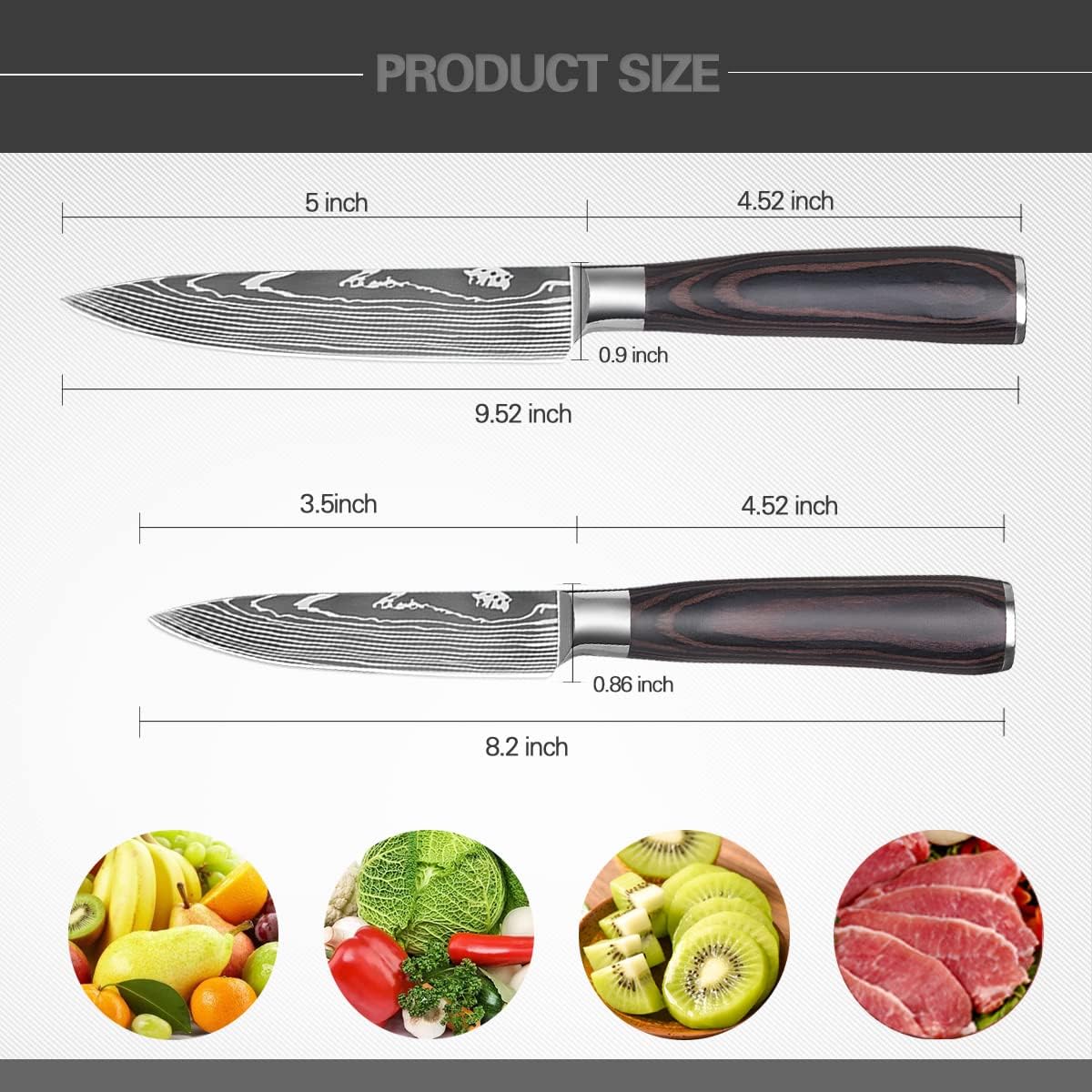 Paring Knife Set, 3.5'' Fruit and 5'' Utility Knife ﻿