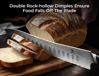 Piklohas Resharpenable Bread Knife for Homemade Bread, 10 Inch Serrated Sourdough Knife with Offset Handle, Innovative Wavy Edge for Clean Slices Crusty Bread, Bagels, Pineapple & Tomatoes, Gift Box | Serrated Sourdough Knife with Offset Handle, Innovativ