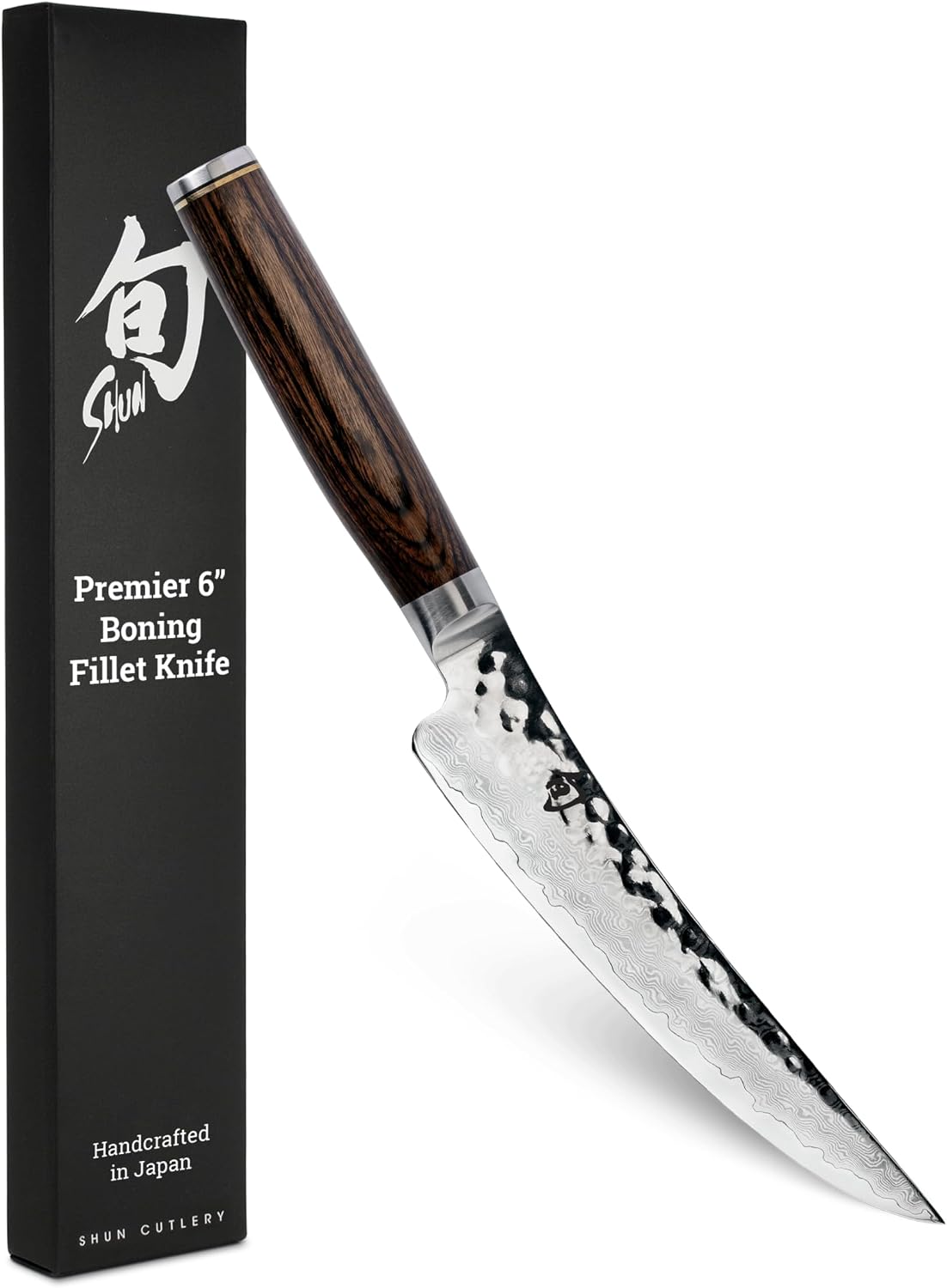 Shun Premier 6" Gokujo Boning Knife, Handcrafted Japanese Boning & Fillet Knife, VG-MAX Core with Damascus Stainless Steel Cladding, Pakkawood Handle, Meat & Fish Tool for Professional and Home Chefs