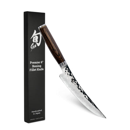 Shun Premier 6" Gokujo Boning Knife, Handcrafted Japanese Boning & Fillet Knife, VG-MAX Core with Damascus Stainless Steel Cladding, Pakkawood Handle, Meat & Fish Tool for Professional and Home Chefs