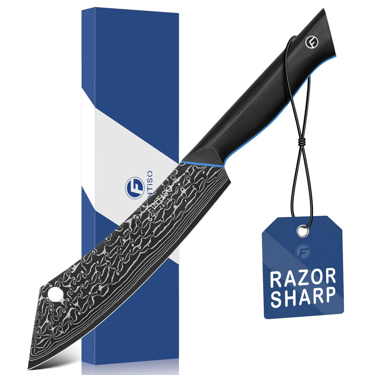Santoku Knife 7 Inch, 67-Layer Damascus Steel Chef Knife with G10 Handle