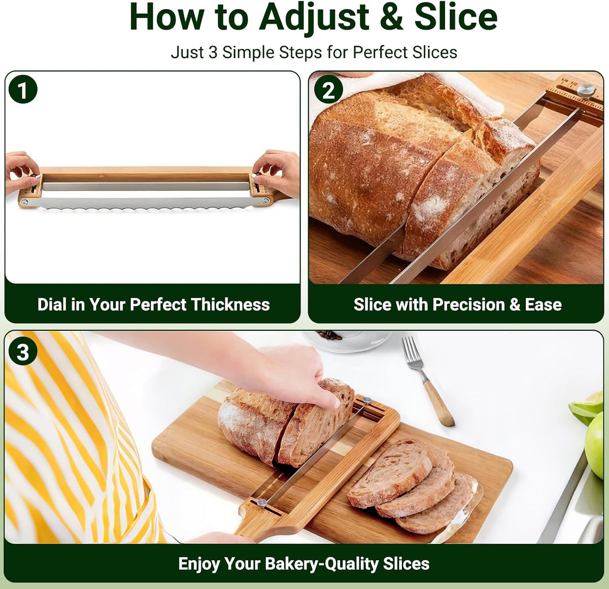 Adjustable Bread Slicer – Serrated Stainless Steel Blade