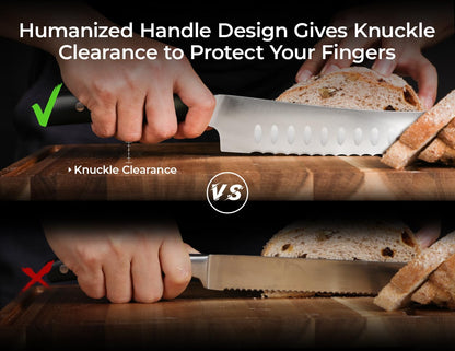 Piklohas Resharpenable Bread Knife for Homemade Bread, 10 Inch Serrated Sourdough Knife with Offset Handle, Innovative Wavy Edge for Clean Slices Crusty Bread, Bagels, Pineapple & Tomatoes, Gift Box | Serrated Sourdough Knife with Offset Handle, Innovativ