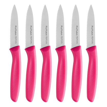 Serrated Paring Knife,Stainless Steel,6 Piece Fruit Knife,Colorful