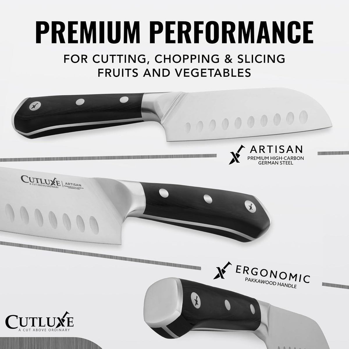 Cutluxe Santoku Knife 5" – Meat & Vegetable Chopping Knife, German Steel