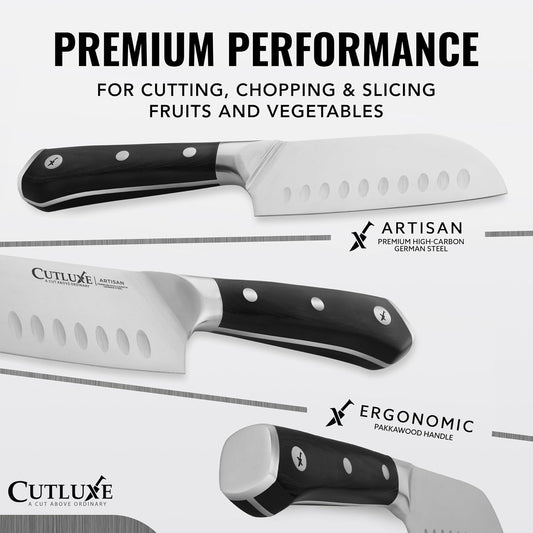 Cutluxe Santoku Knife 5" – Meat & Vegetable Chopping Knife, German Steel