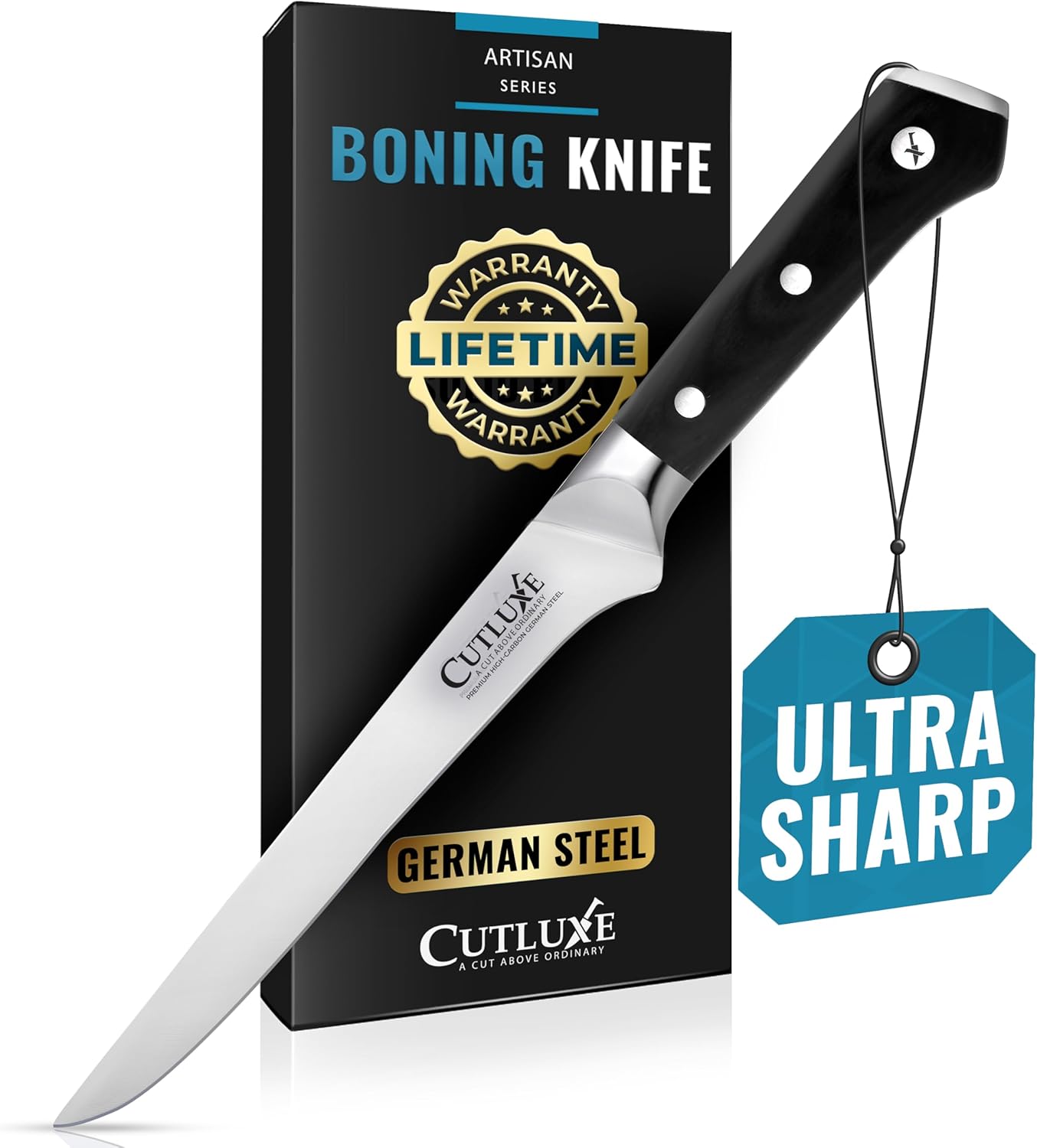 Cutluxe Boning Knife, 6" Razor Sharp Fillet Knife for Meat Cutting