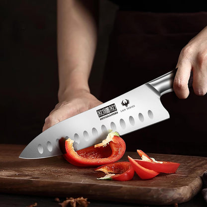 HOSHANHO 7" Chef Knife,Razor-Sharp Santoku Knife with Ergonomic Wood Handle
