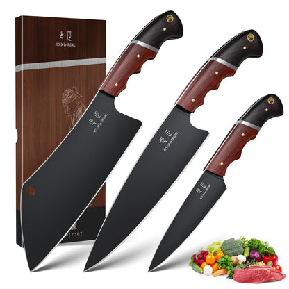 DRGSKL Kitchen Knife Set with Bag - 6 PCS Chef Knife Set with Wooden Handle
