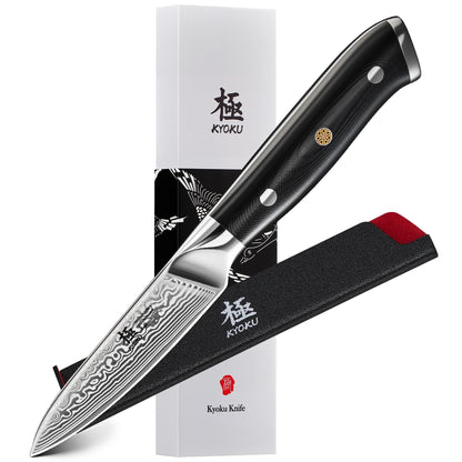 KYOKU Santoku Knife - 7" - Shogun Series - Japanese VG10 Steel Core Forged Damascus Blade - with Sheath & Case