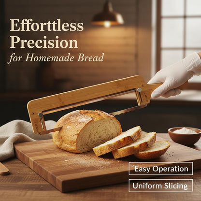 Adjustable Bread Knife for Homemade Bread, Precise Cutting Sourdough Bread, Serrated Blade Stainless, Manual Bow Design with Thickness Guide Sourdough Bread Slicer, Ideal Gift for Baker