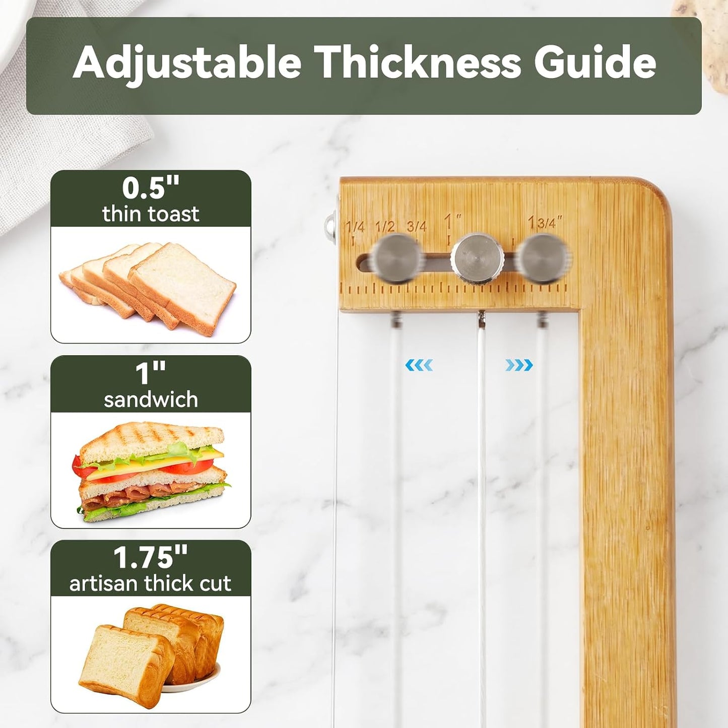 Adjustable Bread Knife with 3 Cheese Knives & Butter Knives