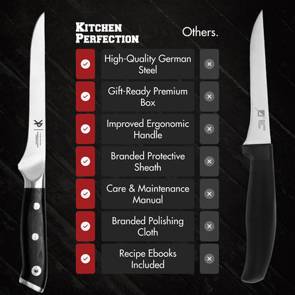Kitchen perfection 6” Boning Knife for Meat Cutting, Fillet & Deboning