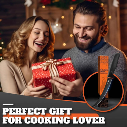 Golden Bird 6 Inch Curved Boning Knife for Meat Cutting with Non‑Slip Grip