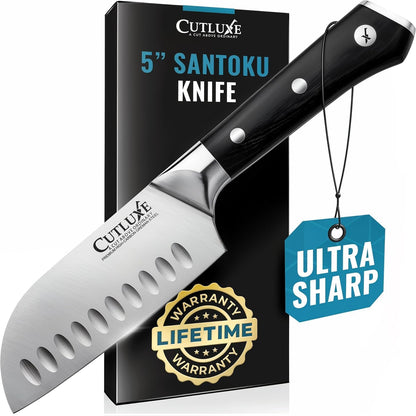 Cutluxe Santoku Knife 5" – Meat & Vegetable Chopping Knife, German Steel