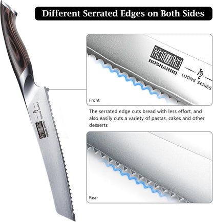 HOSHANHO Bread Knife 8 inch, Ultra Sharp Japanese Serrated Bread Knife