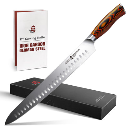 TUO Santoku Knife, 7 inch Japanese Chef Knife for Vegetable Chopping & Meat Dicing, High Carbon German Steel, Ergonomic Handle - Fiery Phoenix Series