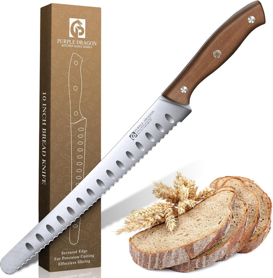 Purple Dragon Bread Knife for Homemade Bread, Serrated Knife