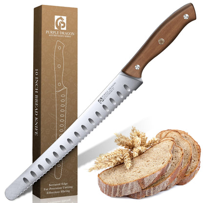Purple Dragon Bread Knife for Homemade Bread, Serrated Knife