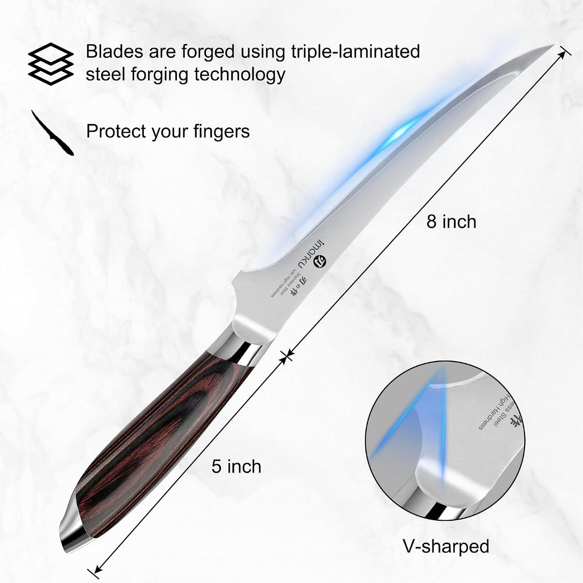 imarku 8 Inch Fillet Knife, Japanese High Carbon Stainless Steel