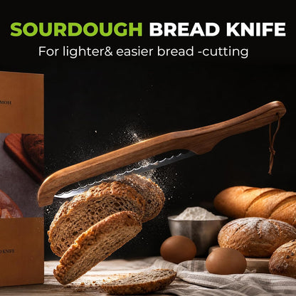 RAPSAKEMOH Sourdough bread knife,Bread Slicer for Homemade,Even Slicing