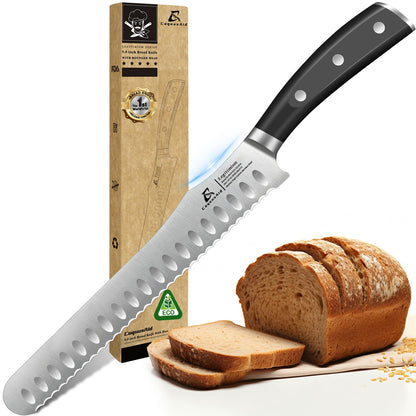 CoquusAid Resharpenable Bread Knife for Homemade Bread, 10.6'' Bread Slicer