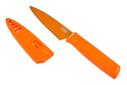 Kuhn Rikon Colori® Paring Knife – 4 Inch Japanese Stainless Steel, Nonstick Blade, Ergonomic Handle & Sheath, Rainbow