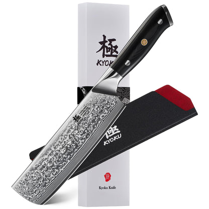 KYOKU Santoku Knife - 7" - Shogun Series - Japanese VG10 Steel Core Forged Damascus Blade - with Sheath & Case