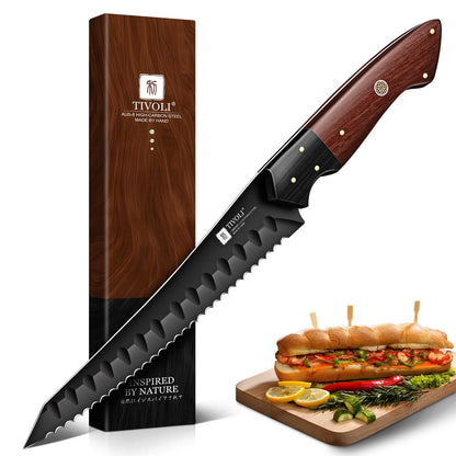 TIVOLI Santoku Knife 7 Inch - Japanese Chef Knife for Fish - Bunka Knives