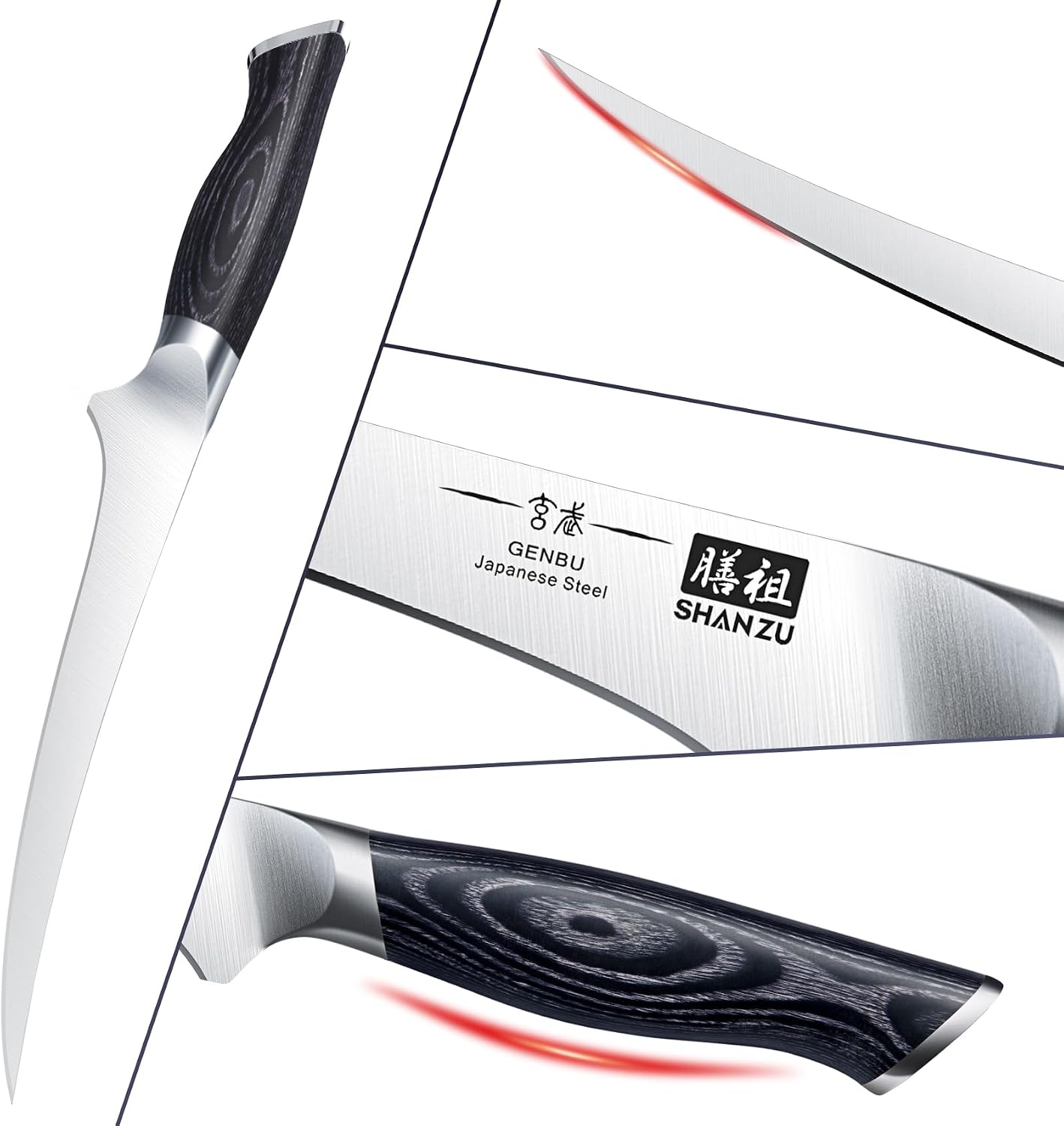 SHAN ZU 7 Inch Fillet Knife, Japanese Super Steel Boning Knife