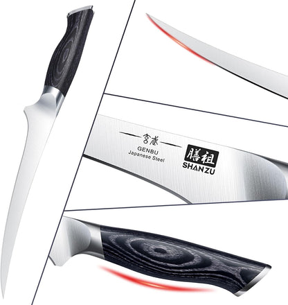 SHAN ZU 7 Inch Fillet Knife, Japanese Super Steel Boning Knife