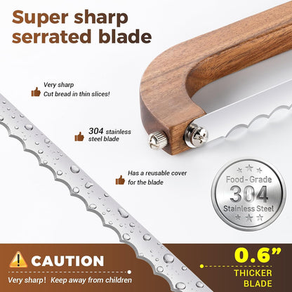 Sourdough bread knife,Bread slicer for homemade bread,(1,brown)