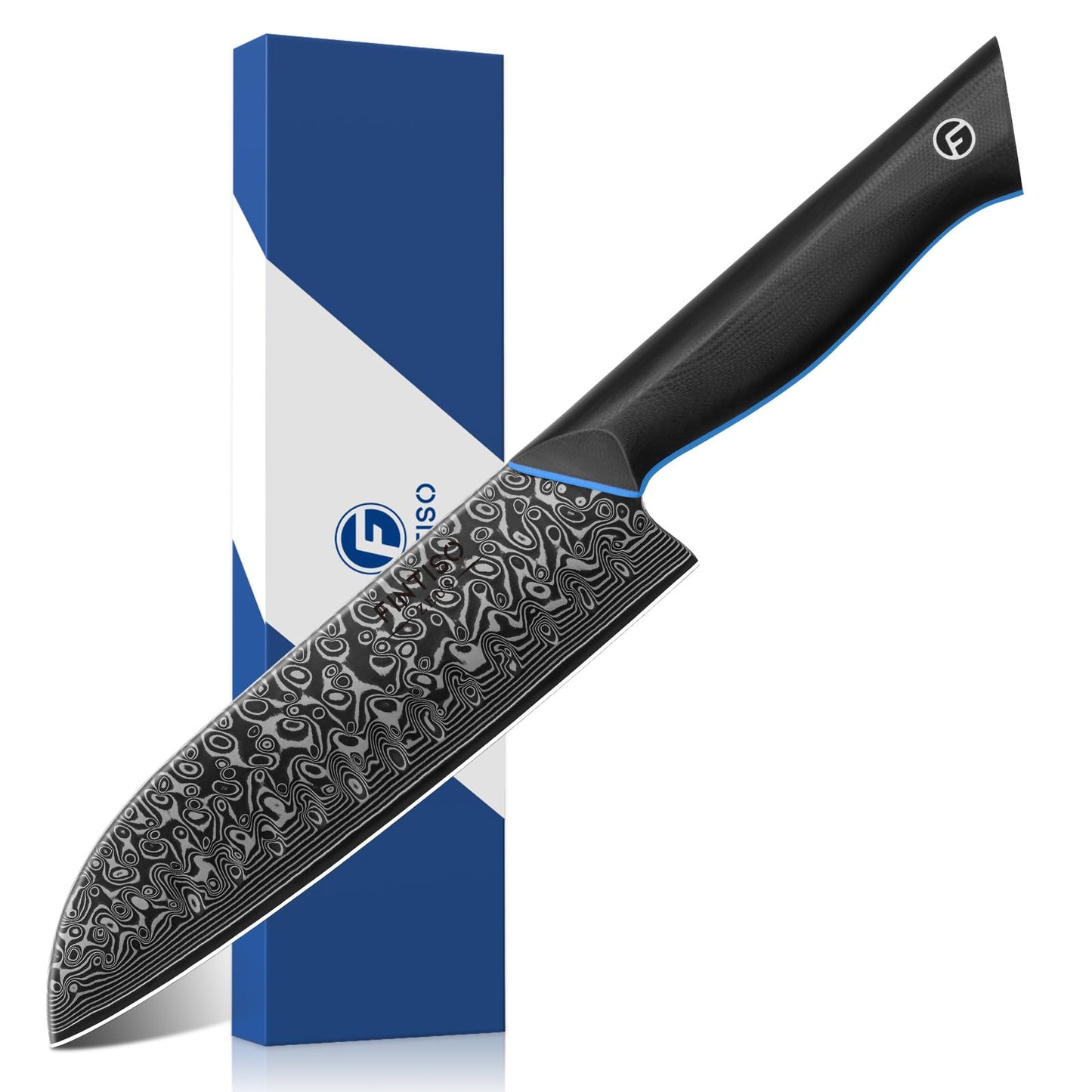 Santoku Knife 7 Inch, 67-Layer Damascus Steel Chef Knife with G10 Handle