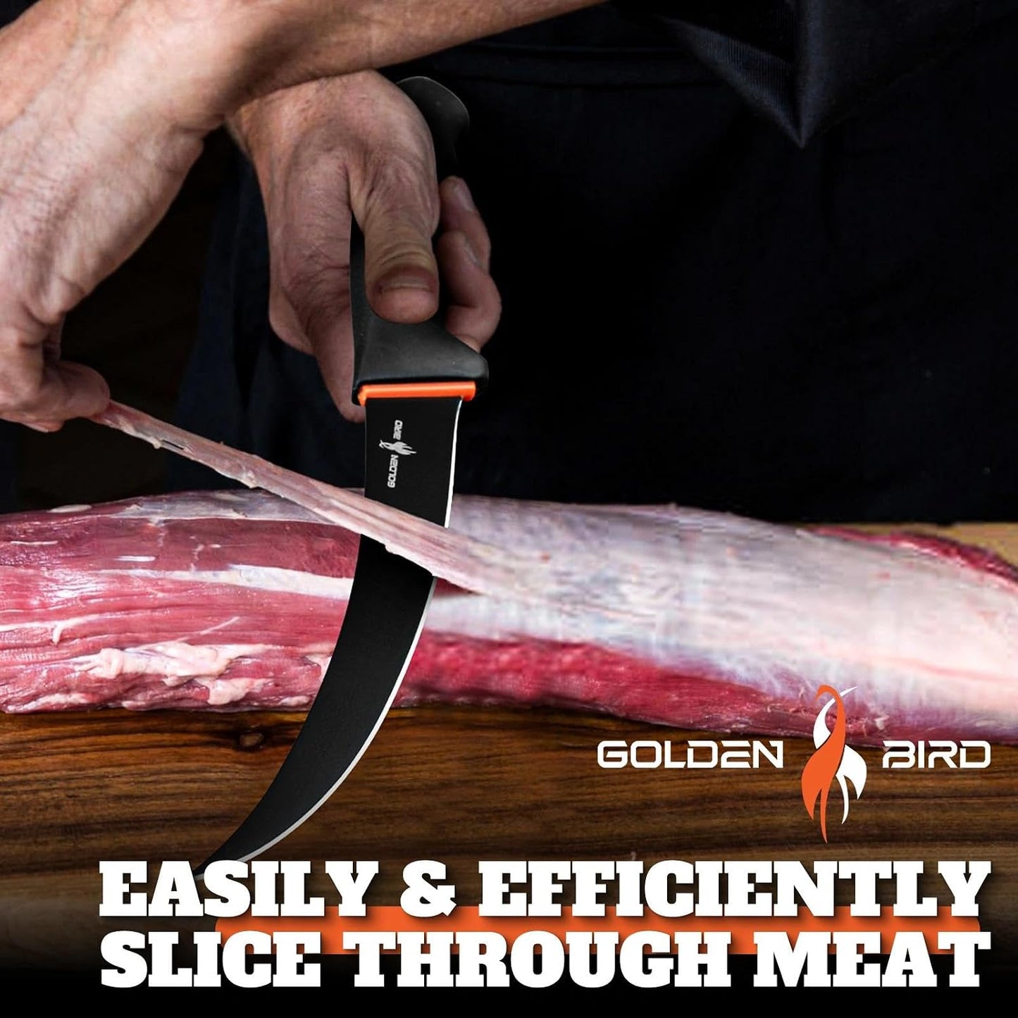 Golden Bird 6 Inch Curved Boning Knife for Meat Cutting with Non‑Slip Grip