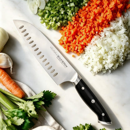 WICKWILLOW 7” Santoku Knife – Sharp Forged German Steel Kitchen Knife
