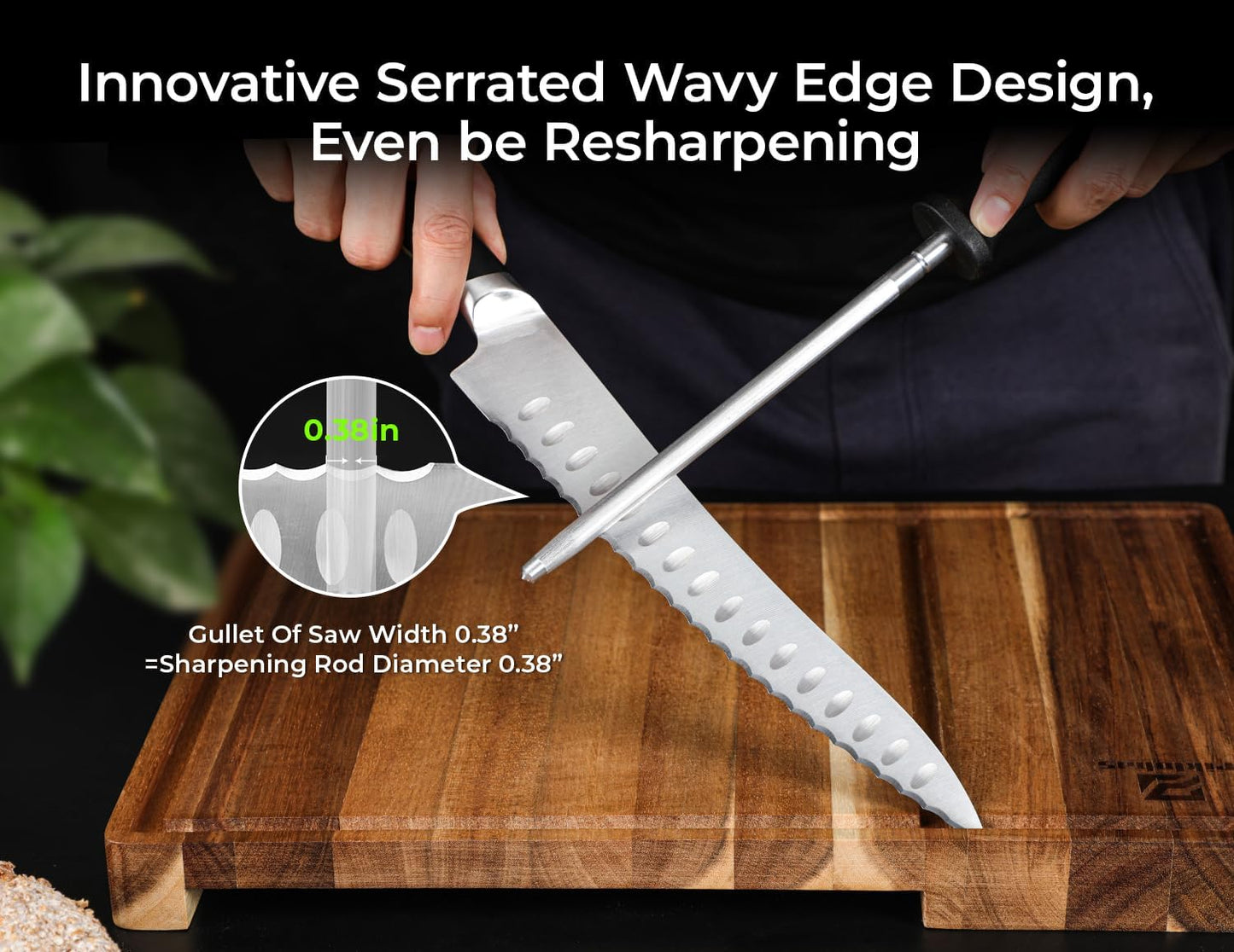 Piklohas Resharpenable Bread Knife for Homemade Bread, 10 Inch Serrated Sourdough Knife with Offset Handle, Innovative Wavy Edge for Clean Slices Crusty Bread, Bagels, Pineapple & Tomatoes, Gift Box | Serrated Sourdough Knife with Offset Handle, Innovativ
