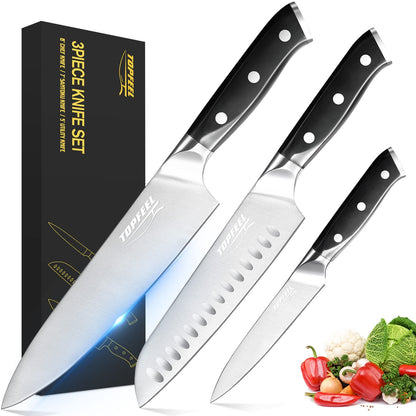 Topfeel 3PCS Chef Knife Set, German High Carbon Steel