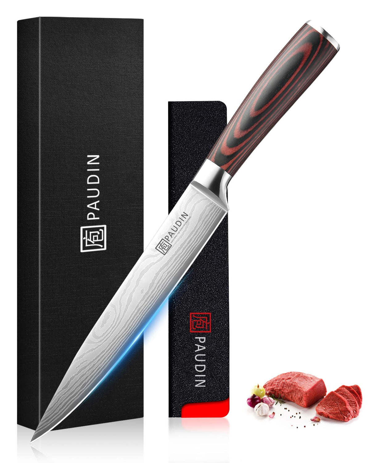 PAUDIN Boning Knife 6 Inch, Super Sharp Fillet Knife, German High Carbon Stainless Steel Deboning Knives, Professional Boning Knives for Meat Poultry Chicken, Pakkawood Handle with Gift Box