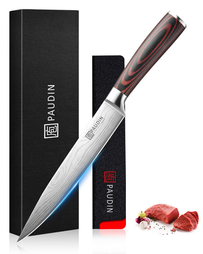 PAUDIN Boning Knife 6 Inch, Super Sharp Fillet Knife, German High Carbon Stainless Steel Deboning Knives, Professional Boning Knives for Meat Poultry Chicken, Pakkawood Handle with Gift Box