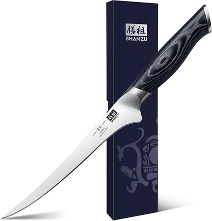 SHAN ZU 7 Inch Fillet Knife, Japanese Super Steel Boning Knife
